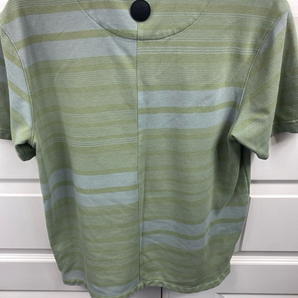 NIKE Golf Polo DRI FIT SHIRT STRIPED Green  MEDIUM Black Nike Button On Back - Picture 6 of 7